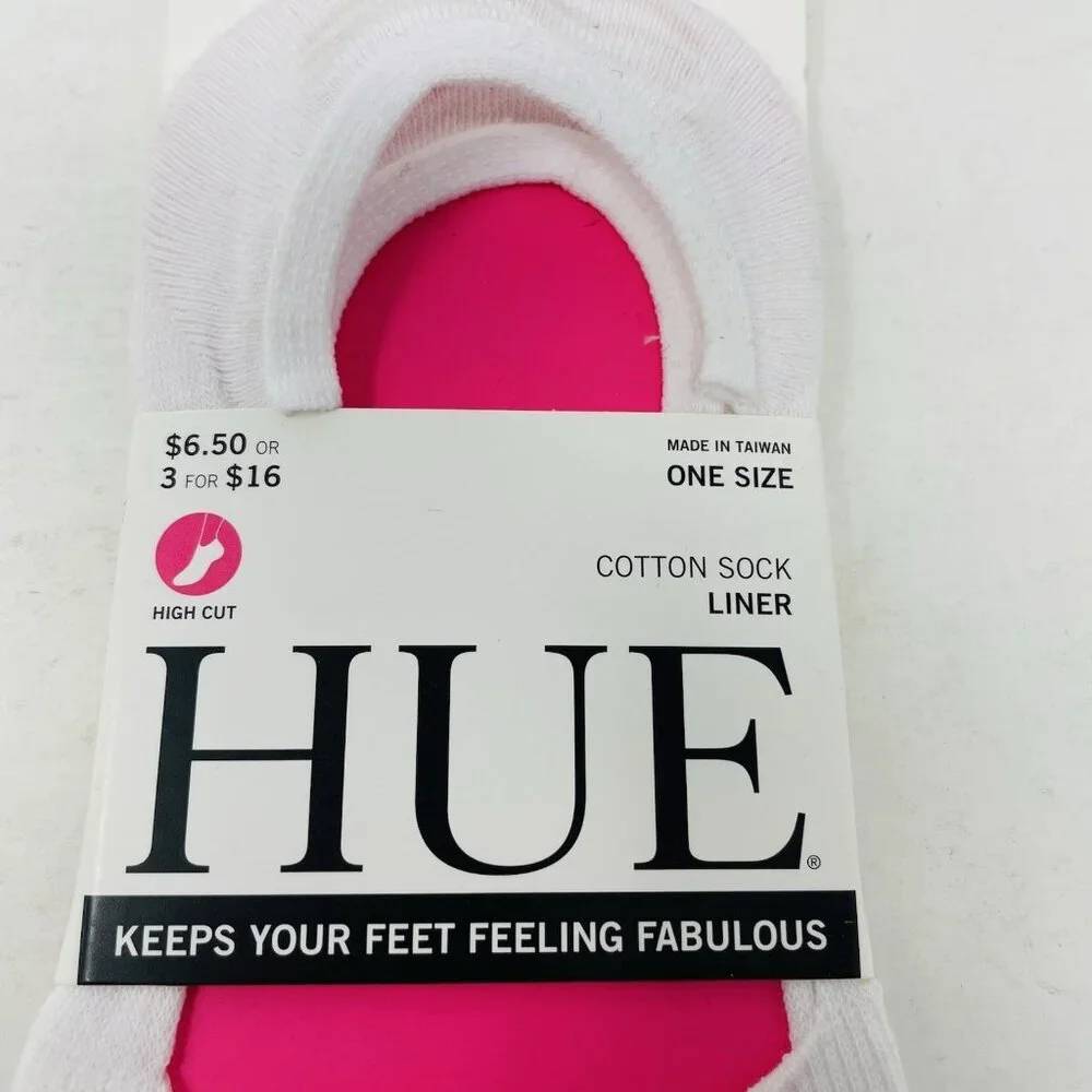 Hue Womens One‎ Size Fits Most High Cut Cotton Resort Liner Socks in White 1077